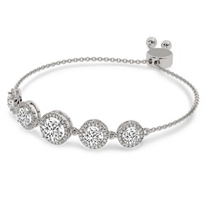 Bracelet en or 14 carats avec grappe de diamants, design halo, diamants ronds Lyna Five cultivés en laboratoire, disponible en 2 carats au total. - Product Image 2