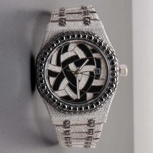Customizable Luxury Fashion <b>Mens</b> Hip Hop Watch Quartz Stainless Steel Case Real Moissanite Diamond <b>Studded</b> Iced Design Glass 10 - Product Image 1