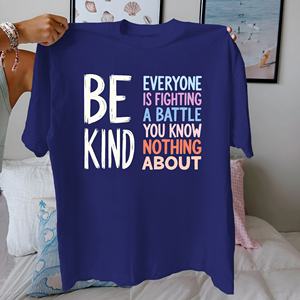 T-shirt à manches courtes pour femme Battle Be Kind, imprimé décontracté, tricoté, 100% coton, coupe confortable, coupe régulière, 180g - Product Image 2