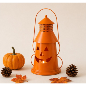 Metal Halloween Pumpkin <b>Lantern</b> Tealight Holder Orange Jack-O-<b>Lantern</b> Candle Holder for Spooky Fall Home Decor and Outdoor - Product Image 6