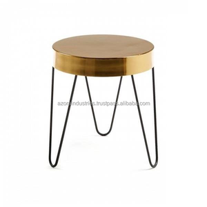 Azora Industries Table d'appoint en métal fer au design moderne pour la décoration avec dessus en or Meubles de salon faits à la main - Product Image 1