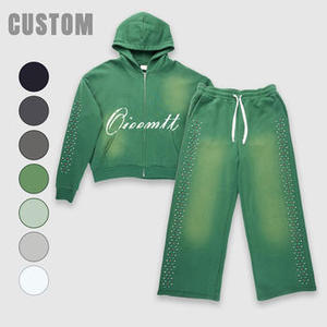 Sudadera con capucha personalizada para hombre, al por mayor, de algodón 100% de alto gramaje, estilo oversize, vintage, desgastada, lisa, de forro polar - Product Image 2