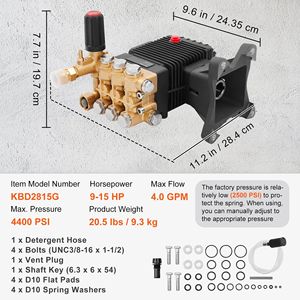 ปั๊มลูกสูบแบบสามสูบแนวนอน 4400 PSI 4 GPM สำหรับเปลี่ยนใช้กับเครื่องฉีดน้ำแรงดันสูง ชุดอุปกรณ์ทำความสะอาดแรงดันสูง อะไหล่ปั๊มพ่นแรงดันสูง - Product Image 5