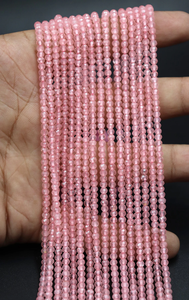Cuentas Rondelle facetadas de cuarzo rosa Cuentas de cuarzo rosa de 3,5mm Cuentas de cuarzo rosa - Product Image 6