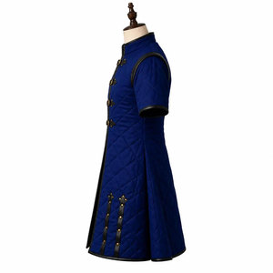 Blue Quilted Medieval Gambeson Coat Fantasy Warrior Tunic LARP Costume <b>Jacket</b> Wholesale Manufacturer OEM - Product Image 3