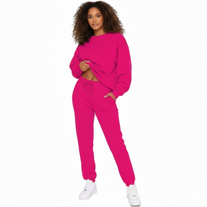 Ensemble de survêtement d'hiver pour femmes, en polaire, noir, confortable, décontracté et sportif, pour la Saint-Valentin - Product Image 2