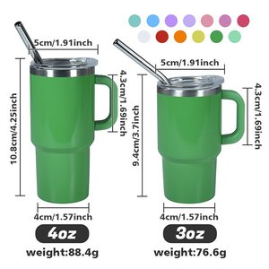 Mini-gobelet personnalisé avec logo, 3oz 4oz, en acier inoxydable, avec poignée, mignon, pour vin ou shot, avec couvercles et paille - Product Image 2