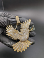 Pendentif Colombe Volante en Or 18K et Argent 925, Breloques Moissanite, Pendentif Colombe Sertie de Pierres, Pendentifs Oiseaux Personnalisés pour Hommes et Femmes