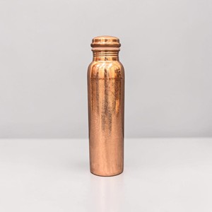 Bouteille d'eau florale métallique d'exportation indienne pour l'international (Cuivre pur certifié) - Product Image 1