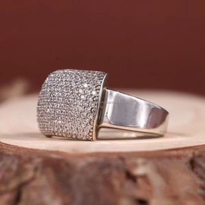 Anillo de boda para hombre con corte en racimo, anillo de compromiso de moissanita, diseño minimalista oculto, chapado en rodio, engaste pavé, anillo de plata de ley 925 - Product Image 5