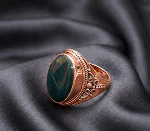 Natural Bloodstone Oval <b>Ring</b> 925 Sterling Silver Rose Gold Yellow Gold Plated Vintage Handmade Statement Jewelry <b>for</b> Unisex <b>Men</b> - Product Image 3