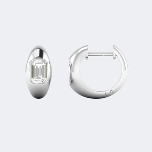 Pendientes de Aro Anchos de Lujo con Diamantes Brillantes Cultivados en Laboratorio, Corte Esmeralda, 1.00CTW, Certificados por IGI, en Oro de 9K - Product Image 5