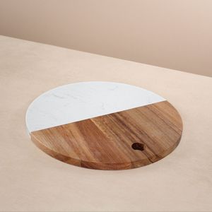 Grande planche à découper rectangulaire en marbre et en bois pour la restauration, la cuisine et la présentation élégante des aliments - Product Image 2