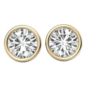 Pendientes de Diamantes de Laboratorio Redondos Brillantes con Color DEF y Claridad VS VVS, Oro Sólido de 14K, Engaste de Bisel, Joyería Minimalista - Product Image 1