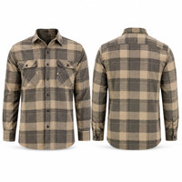 Kemeja Tuxedo Katun Poplin Kerah Tegak Lengan Panjang Bermotif Kotak-kotak untuk Perlindungan, Tambahkan Logo Kustom Anda