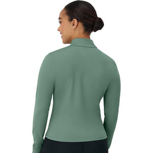 Veste de yoga zippée intégrale pour femme, col montant, manches longues avec trous pour les pouces, en nylon et élasthanne, légère, respirante, pour l'entraînement et la superposition - Product Image 2
