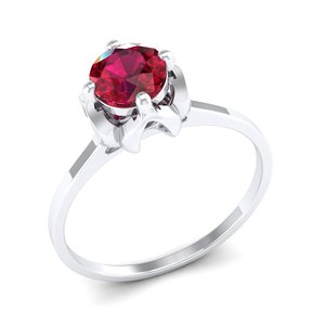 REYES Wholesale Round Cut 0.84 Carat <b>Ruby</b> Gemstone <b>Ring</b> in 14K Solid Gold Birthstone Jewelry <b>For</b> <b>Women</b> Anniversary Gifts - Product Image 2