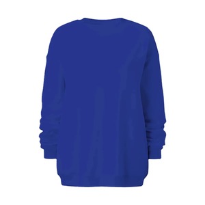 <b>Women</b> <b>Blue</b> Oversized Drop-Shoulder Long Sleeve <b>Fleece</b> Knitted Sweatshirt Patchwork Crew Neck Breathable Casual Polyester/Cotton - Product Image 6