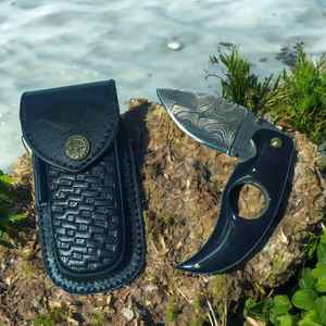 Couteaux pliants en acier Damas personnalisés avec logo, prix de gros usine, nouveaux couteaux pliants élégants en acier Damas, qualité supérieure - Product Image 1