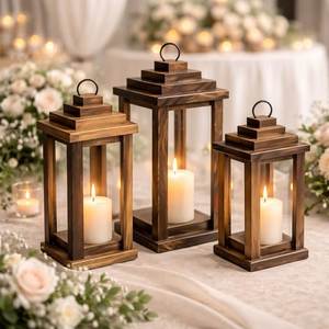 <b>Set</b> Of 3 Customized Handmade Wooden Candle <b>Lantern</b> Candle Holder For Event & Home Decor - Product Image 6