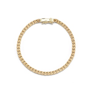 4.40mm Miami Cuban Curb Chain Link Integrated Box Clasp Minimalist Christian Unisex Bracelets Wholesale 14K 18K <b>Solid</b> <b>Gold</b> - Product Image 1