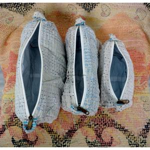 Custom Made Casual Handmade Quilted Tassel Zipper Kantha Pouch Set Artisan Cotton Travel Cosmetic Organizer Mixed Colors - Product Image 5