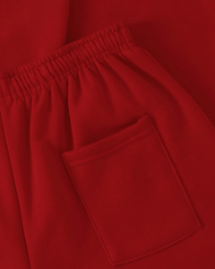 Pantalon de survêtement rouge large pour femme, taille haute, ceinture élastique, décontracté, avec poches, logo personnalisé, OEM ODM, vente en gros - Product Image 3