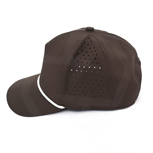 Gorra de Béisbol Marrón de 5 Paneles, Impermeable, de Nailon, Unisex, para Exteriores, con Ribete de Cuerda en Color Contrastante, de Alta Calidad, 100% Algodón, Estilo Deportivo - Product Image 4