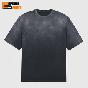 Camisetas Personalizadas con Bordado Desgastado, Lavado Ácido, Efecto Desteñido por el Sol, 100% Algodón, Camiseta Corta de Lujo para Hombre - Product Image 5