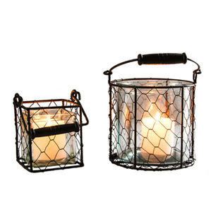 Portavelas redondo de hierro y vidrio, de gran venta, en forma redonda para decoraciones del hogar y de mesa navideña. - Product Image 1