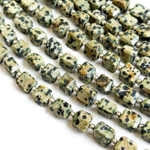 Cuentas facetadas de jaspe dalmático natural en forma de pepita, hilo de 7x9 - 8x11 mm, cuentas sueltas de piedras preciosas de jaspe dalmático para la fabricación de joyas. - Product Image 5