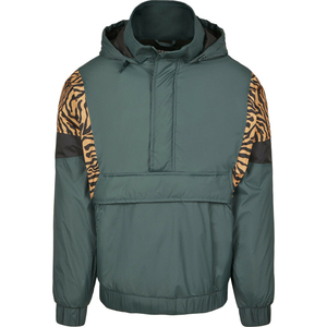 Veste matelassée coupe-vent à capuche pour homme avec imprimé tigre sur les manches, fermeture éclair, style décontracté, coupe classique, pour l'automne - Product Image 1