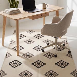 Tapis Kilim en laine beige crème à poils moyens, tissé à la main, antidérapant, couleur unie, style moderne minimaliste, tapis de sol - Product Image 4