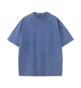 T-shirt vintage premium délavé à l'acide pour homme, coupe oversize, col rond, streetwear d'été, tee-shirt personnalisé avec logo - Product Image 2