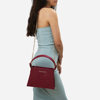 Sac à main bandoulière décontracté pour femme en cuir organique motif alligator, avec bandoulière amovible, chaîne et fermeture éclair, 1L, PU Shop