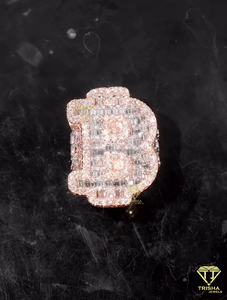 Letter B Ring Initial Ring Bubble Letter Ring Hip Hop Jewelry Iced Out Ring Rose Gold Ring Custom Alphabet Ring Luxury Jewelry - Product Image 3