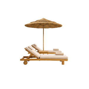 ARTERRA Premium Adjustable Teak Sun Lounger Set with Cushion <b>Table</b> <b>Umbrella</b> Luxury Resort Furniture - Product Image 4