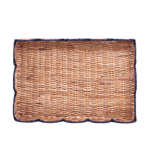 Bandeja de ratán natural vietnamita con borde festoneado, ideal para mesa de centro y decoración del hogar. - Product Image 5