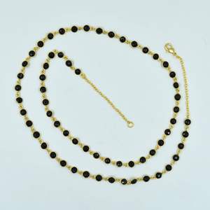 Collier en argent sterling 925 plaqué or, pierre précieuse onyx noir, fait main, pour fournisseur en gros - Product Image 3