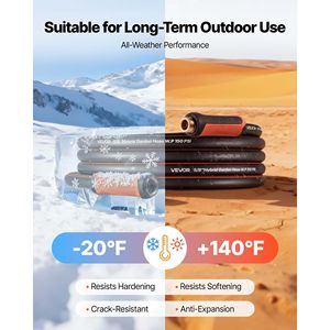 Tuyau d'arrosage de jardin en caoutchouc robuste de 25 pieds et 5/8 pouces, 4 couches, résistant à 150 PSI, pression de rupture de 600 PSI, flexible, anti-pli, pour l'extérieur - Product Image 6