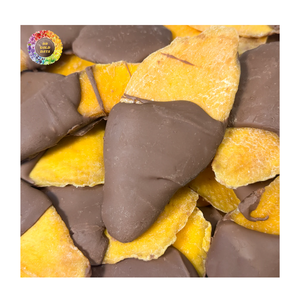 Collation au chocolat de mangue séchée, faite à partir de mangues naturelles, pour la vente au détail, mangue au chocolat, mangue enrobée de chocolat au lait - Product Image 1