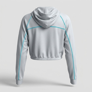 Sweat-shirt à capuche court rose pour femme, manches longues, cordon de serrage, imprimé lettres, coupe raglan, haut décontracté de qualité supérieure - Product Image 4