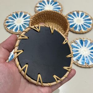 Posavasos de Ratán Encapsulado Hechos a Mano de Alta Calidad Premium, Clásicos y Ecológicos, con Aislamiento Térmico Natural de Fritillaria - Product Image 4