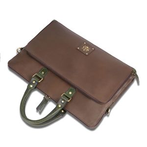 Genuine Leather Brown Large Capacity Laptop <b>Bag</b> Briefcase Crossbody <b>Computer</b> Handheld Business Travel <b>Bag</b> - Product Image 4