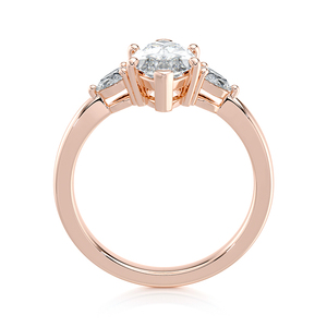แหวนแต่งงานเพชรทรงมาร์คีส์ 3 เม็ด ทองคำแท้ 14K เพชรเลี้ยงในห้องปฏิบัติการ ประดับเพชรทรงหยดน้ำด้านข้าง ชุบโรเดียมอย่างหรูหรา ได้รับการรับรองจาก IGI - Product Image 5