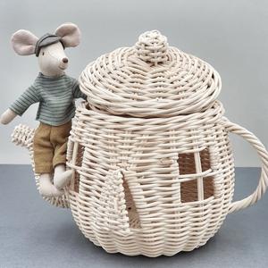 Casa de juegos con forma de tetera, juguete para niños pequeños, ecológico, de ratán, al mejor precio, decoración para habitación infantil. - Product Image 3