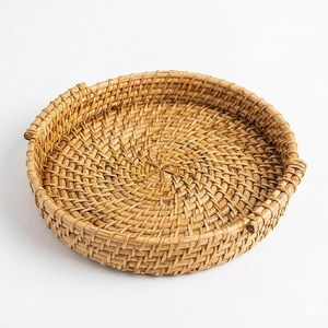 Handcrafted Cane Rattan Bamboo Serving Tray Decorative Multipurpose Tray for Home Kitchen <b>Table</b> Decor - Product Image 6