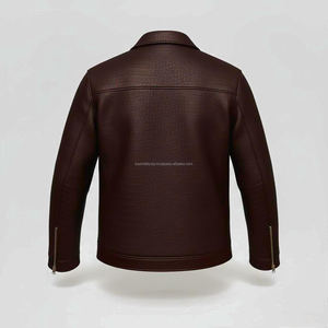 Veste en cuir d'hiver pour homme personnalisée avec logo sur le devant, design vintage imperméable, tissu en toile - Product Image 2