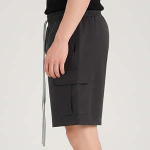 100% Cotton Solid Grey Men's Shorts with Side Pockets Boxy Fit Breathable Elastic Waist for Gym High Street Style Shorts - Product Image 3