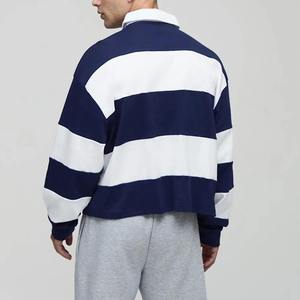 Pulls de rugby rayés en coton, col polo, manches longues, pour hommes, 100 % coton, coupe classique, vente en gros - Product Image 4